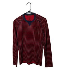Patagonia Capilene 3 Midweight Crew Shirt Mens Small Red Blue Striped Base Layer